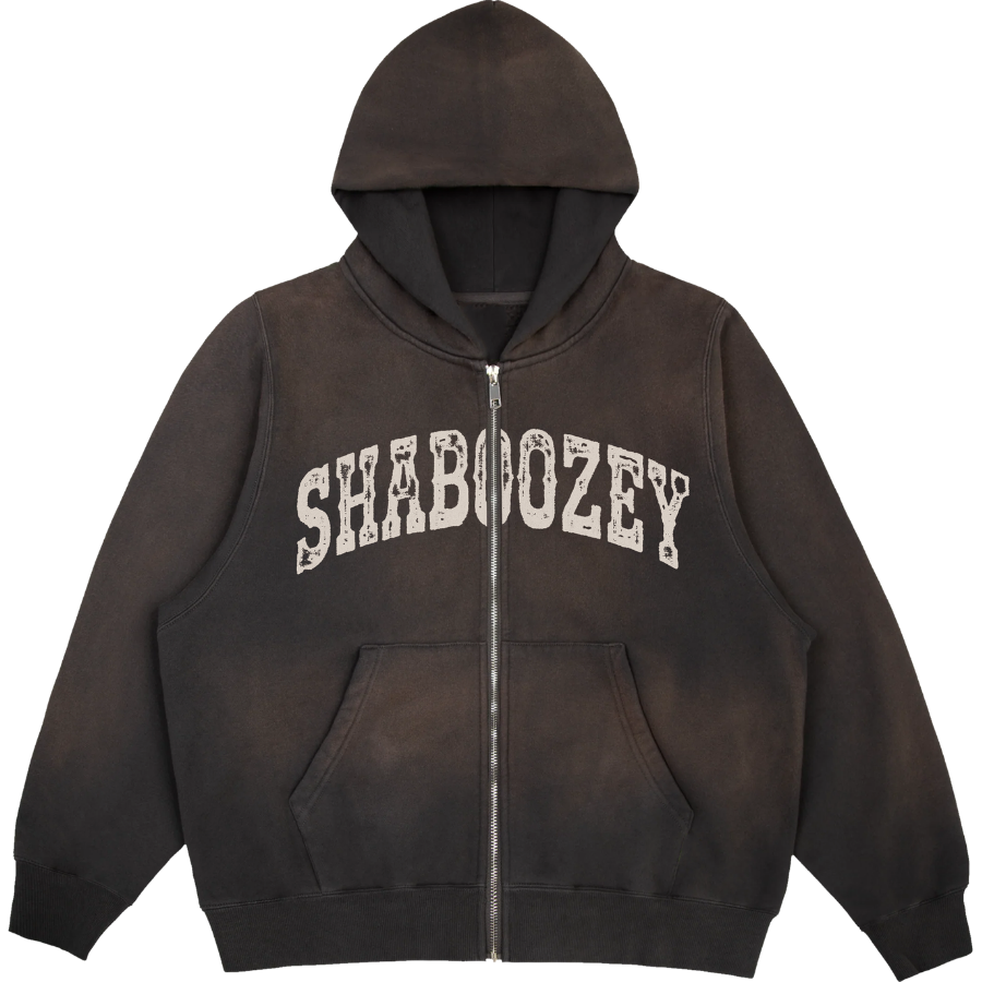Oil Text Zip Hoodie