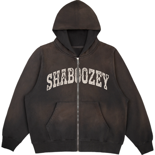 Oil Text Zip Hoodie